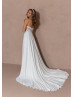 Ivory Lace Chiffon Slit Simple Wedding Dress With Detachable Straps